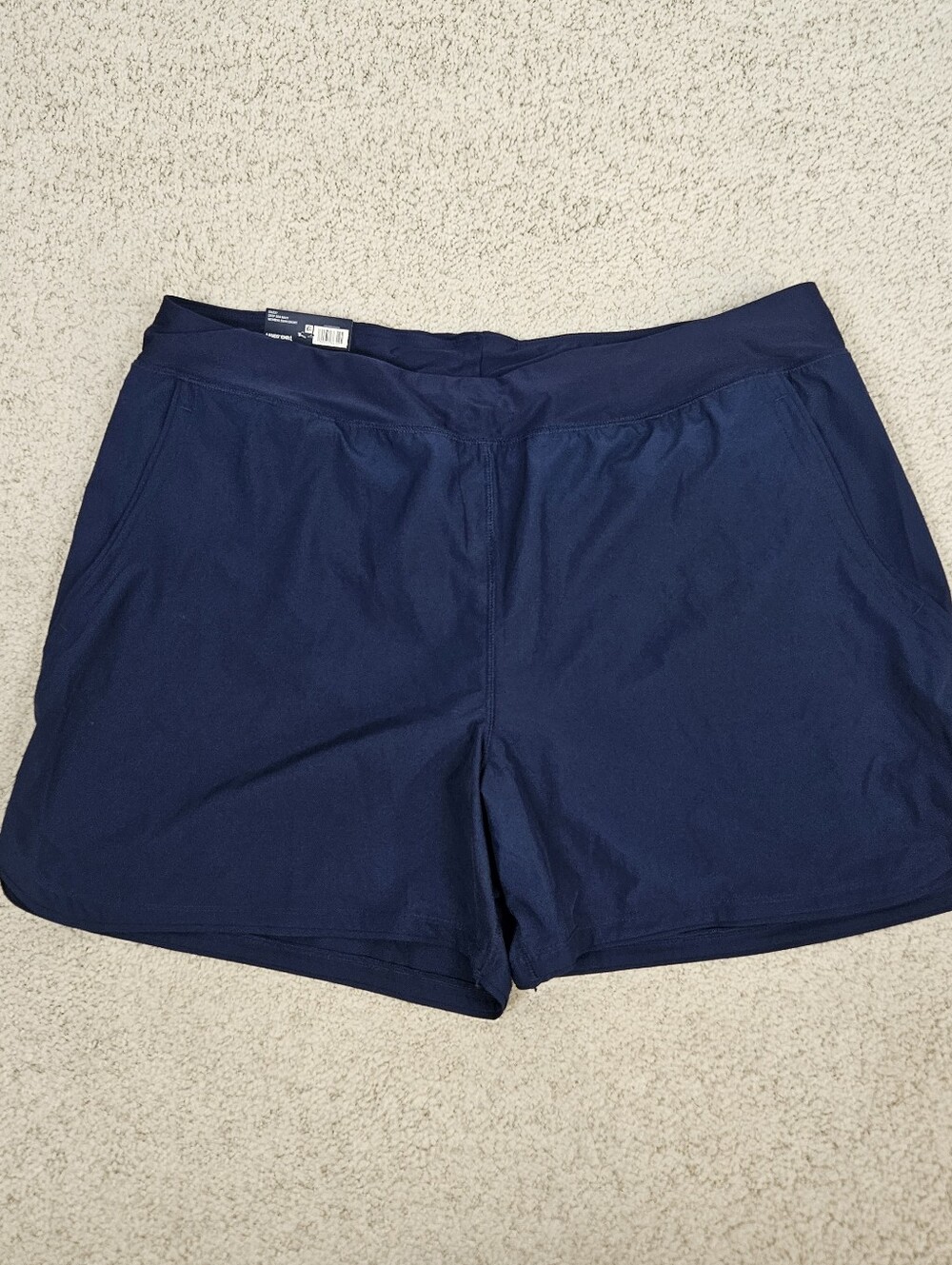 Lands End Swim Shorts Womens Blue Liner Built In XXL Pockets Modest 5" Inseam